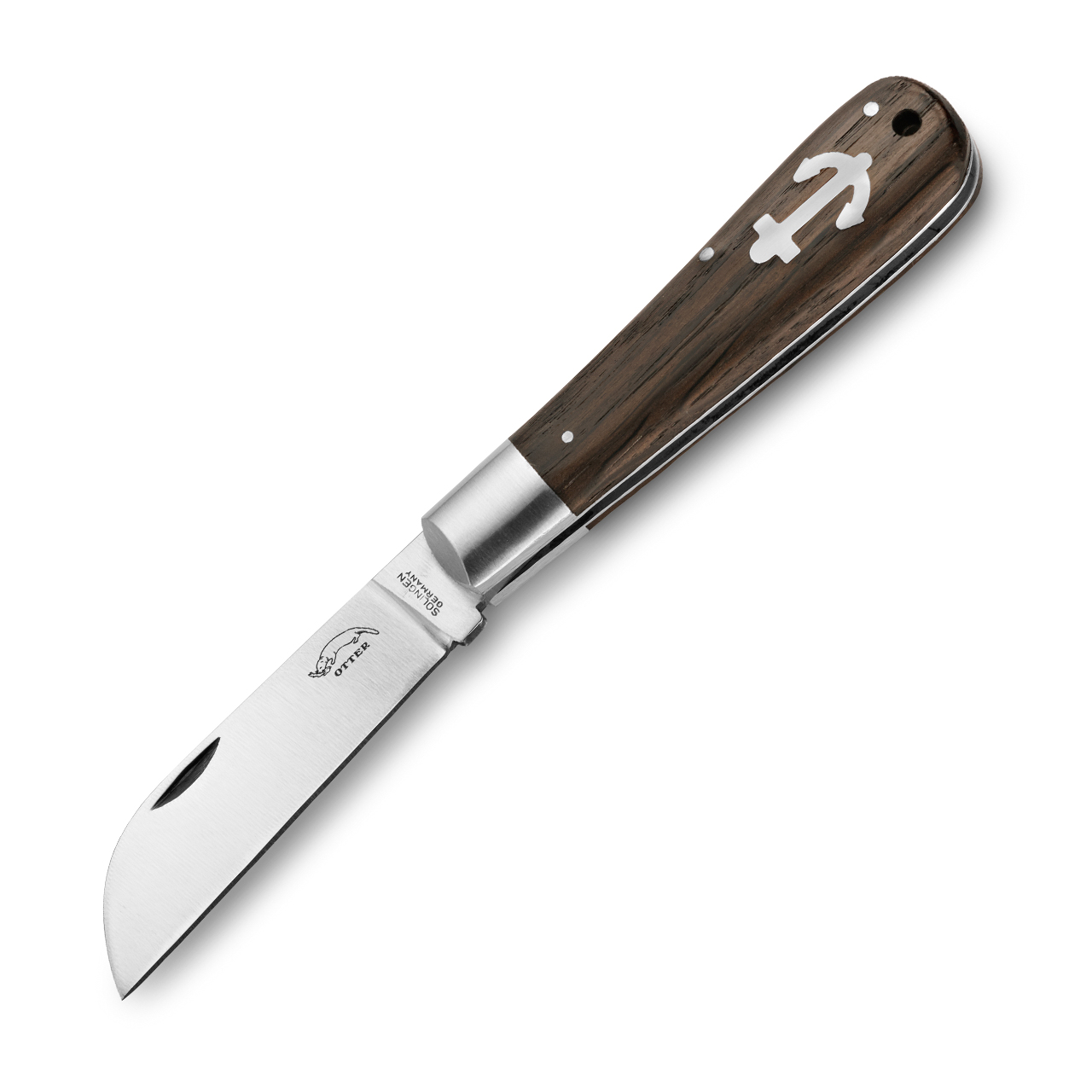 Anchor knife smoked oak small, without leather strap, Stainless steel  1.4034