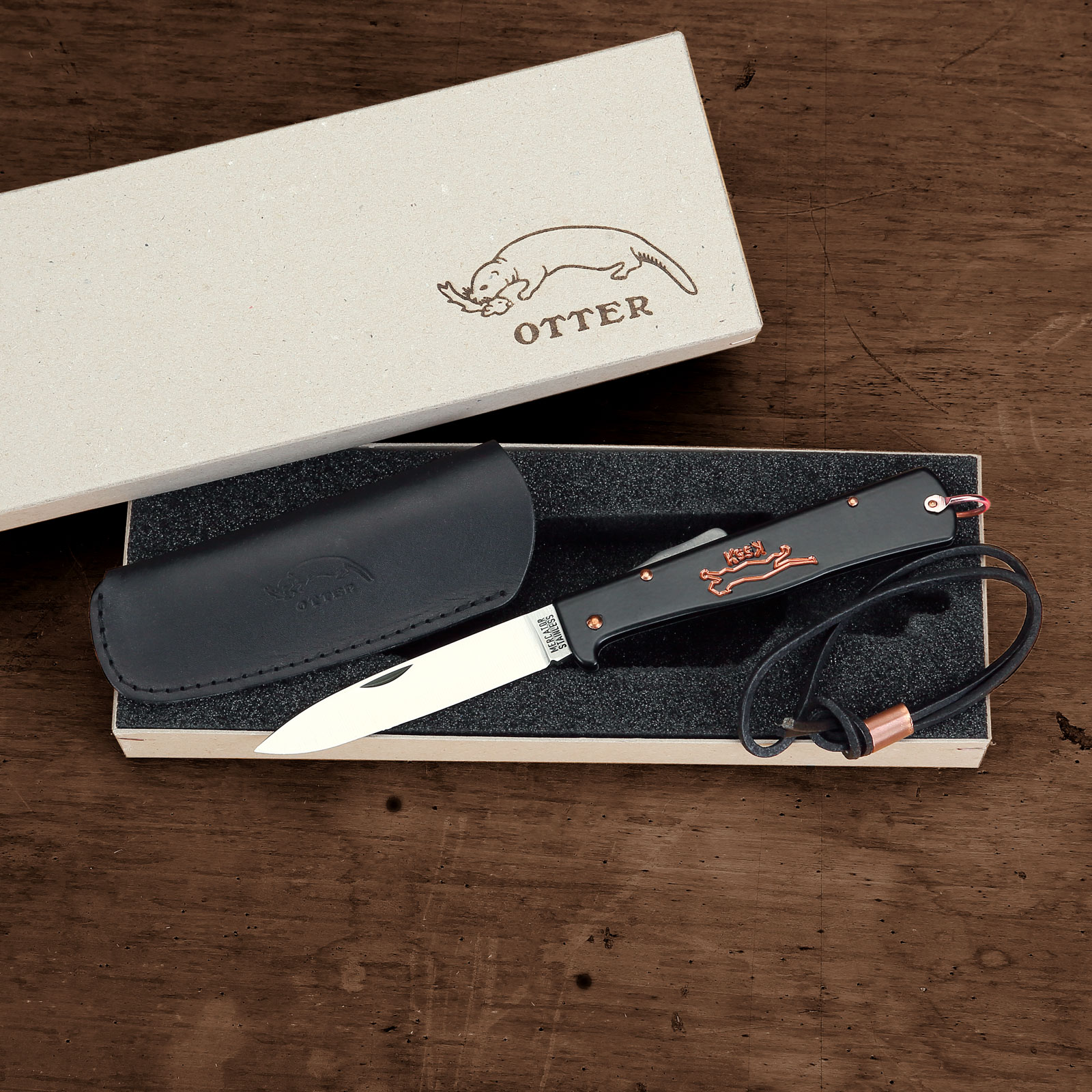 Otter-Messer Mercator Brass Large Carbon Steel Blade Lockback Pocket Knife  L154B